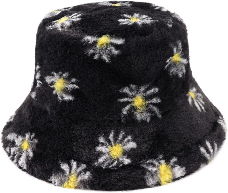 Umeepar Winter Faux Fur Fuzzy Bucket Hat Fluffy Warm Hat for Women Men - Image 1